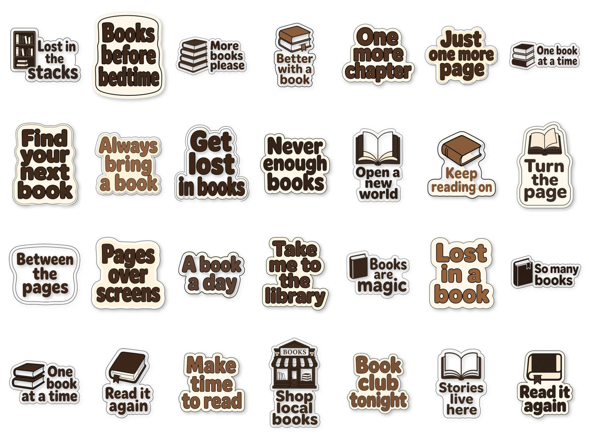 Book Lover Stickers, Reading Decals, Library Bookshop Laptop Stickers, Die Cut Bookworm Gift