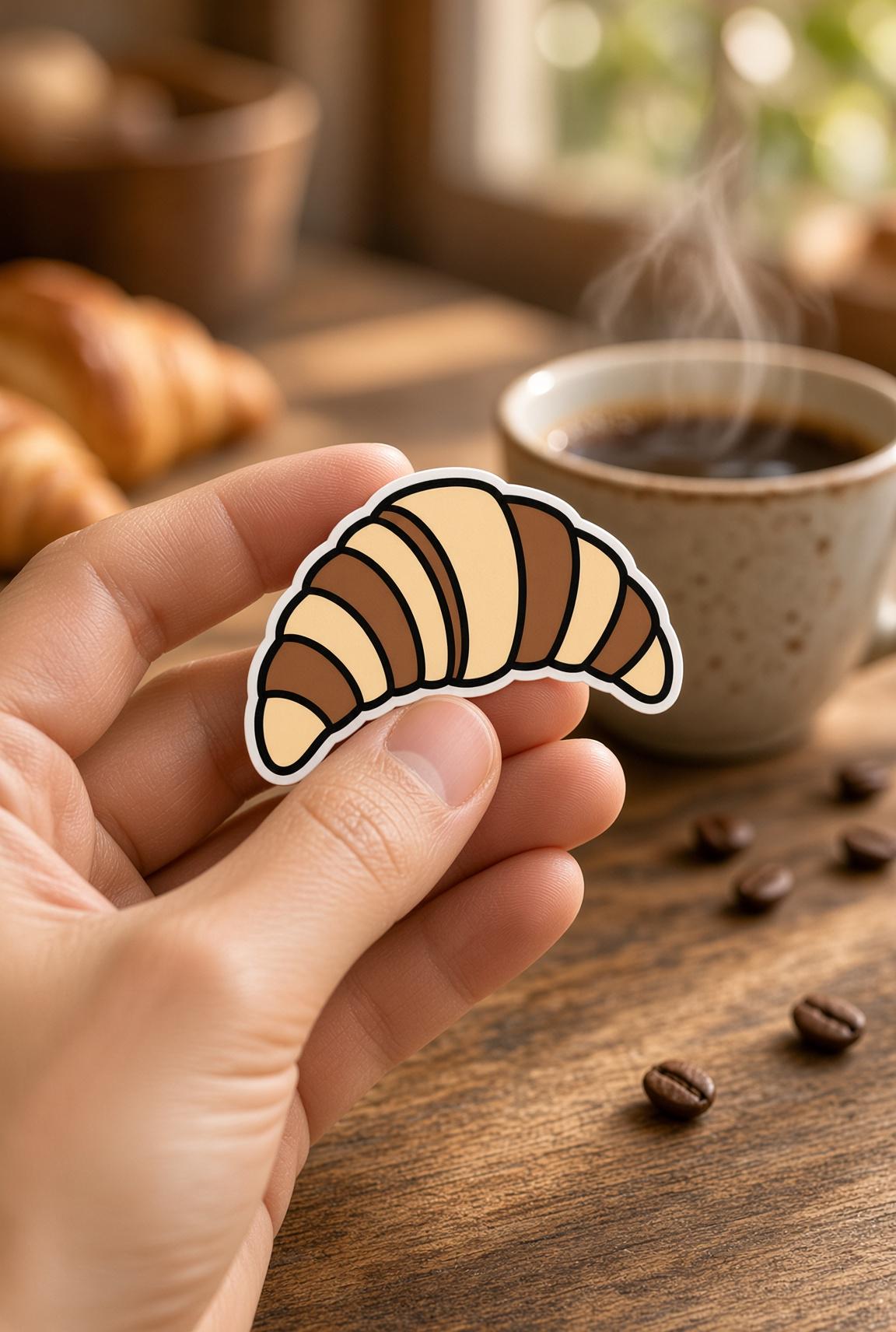 Coffee Icon Stickers, 50+ Cafe Decals, Pour Over Croissant Laptop Stickers, Die Cut Set