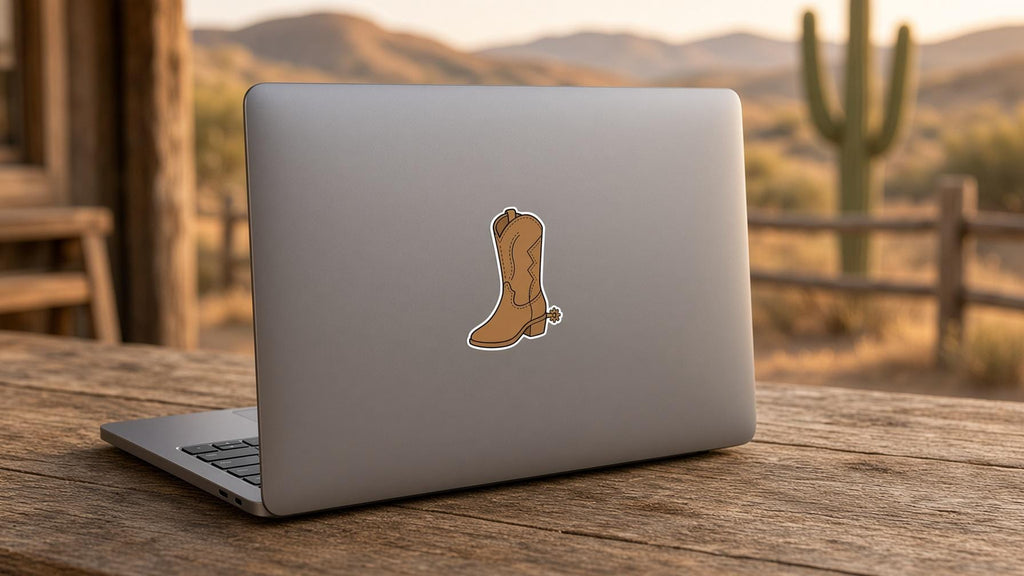 Cowgirl Boot Stickers, 17 Western Decals, Floral Cowboy Boot Laptop Journal Set
