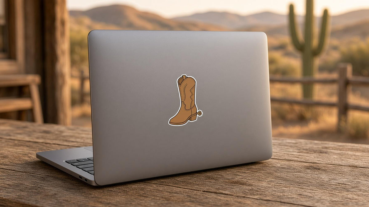 Cowgirl Boot Stickers, 17 Western Decals, Floral Cowboy Boot Laptop Journal Set