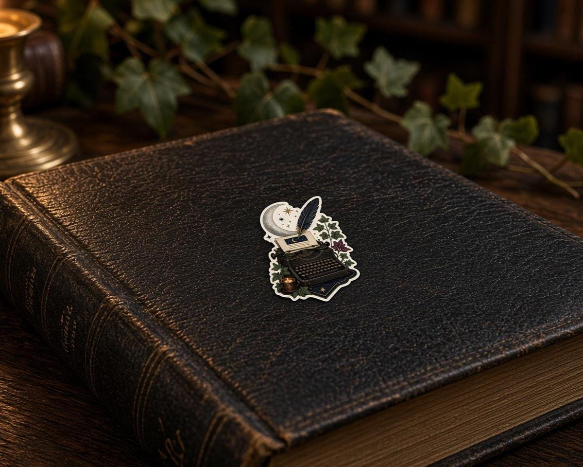 Dark Academia Stickers, Book Raven Moon Decals, Laptop Journal Library Set