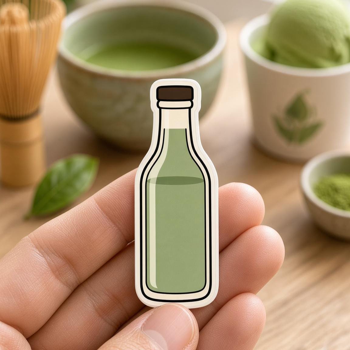 Matcha Stickers, Green Tea Pastry Decals, Whisk Latte Laptop Journal Set