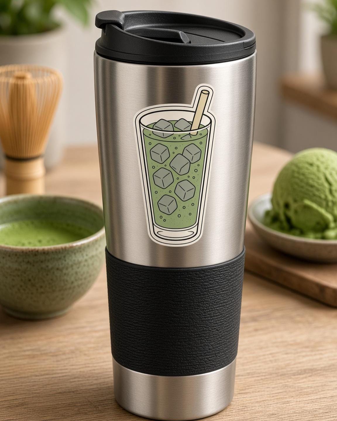 Matcha Stickers, Green Tea Pastry Decals, Whisk Latte Laptop Journal Set