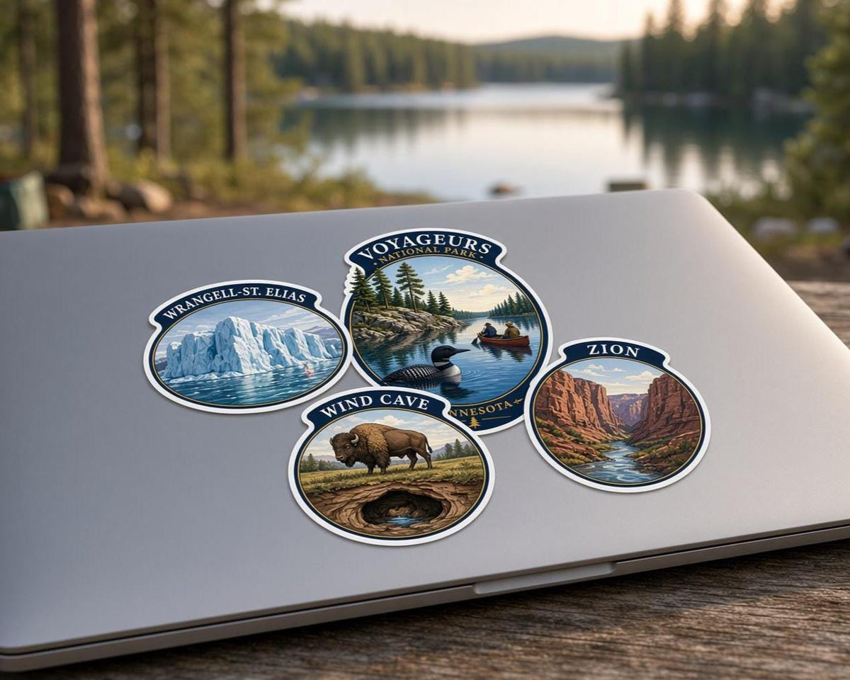 National Park Stickers, Yosemite Zion Yellowstone Decals, Laptop Journal Set