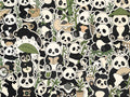 Panda Bamboo Stickers, Reading, Bike, Hammock, Parasol, Drum, Bamboo (Set)