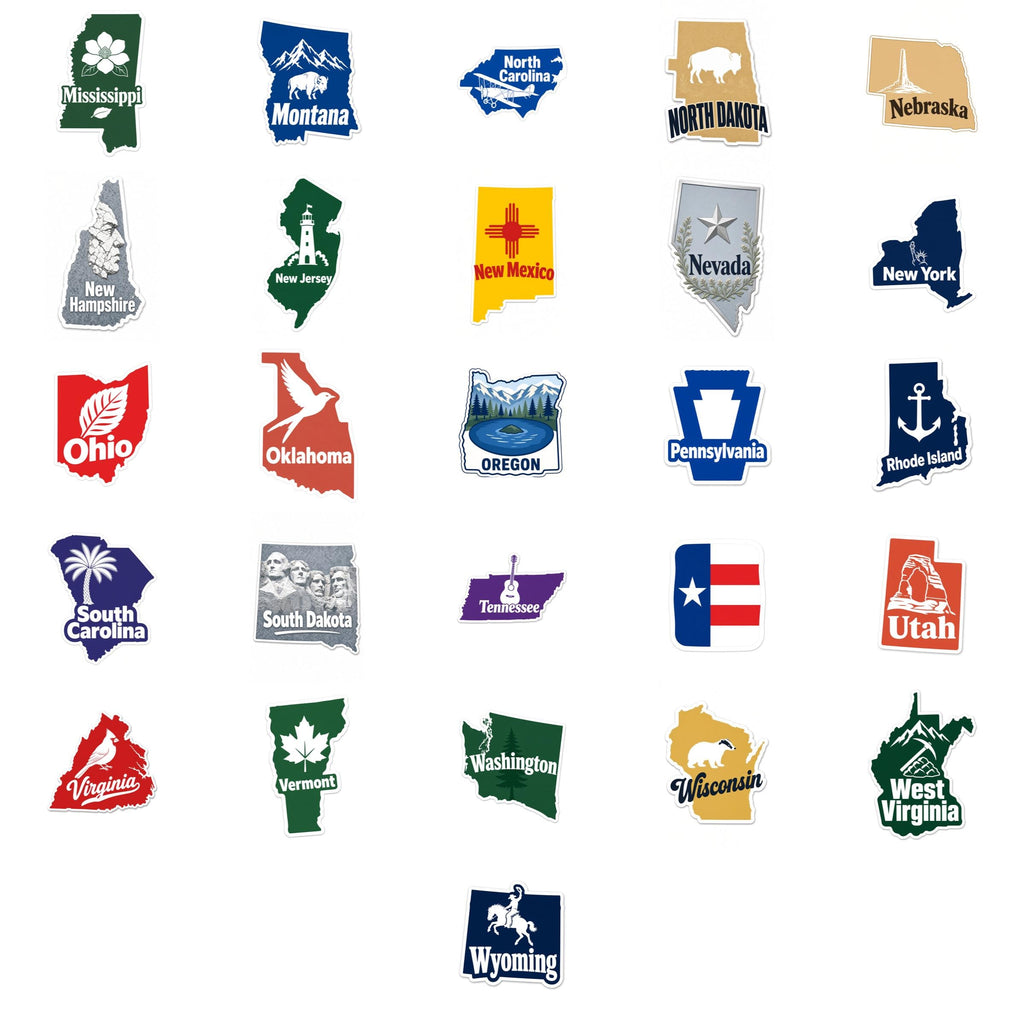 US State Stickers, Alaska California Map Decals, Laptop Journal Water Bottle