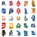 US State Stickers, Alaska California Map Decals, Laptop Journal Water Bottle