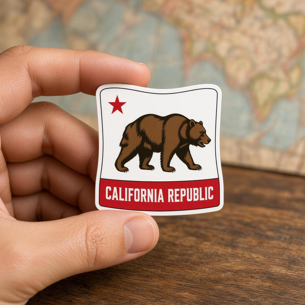 US State Flag Stickers, California Bear Flag Decal, Laptop Journal Bottle