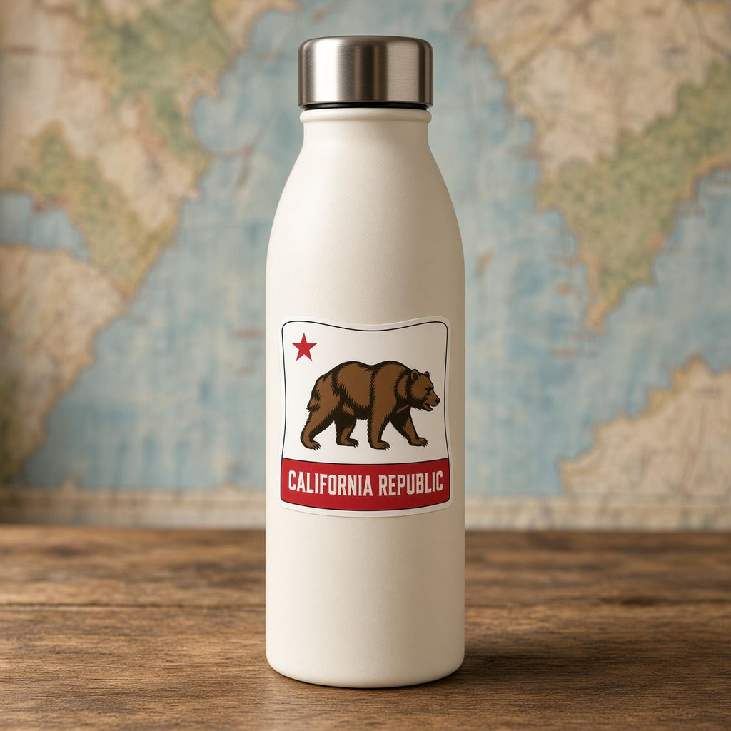 US State Flag Stickers, California Bear Flag Decal, Laptop Journal Bottle