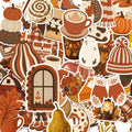 Fall Harvest Stickers, Autumn Die-Cut Set, Pumpkin Leaf Cider Cozy Journal Laptop Bottle Stickers