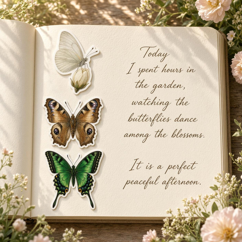 Butterfly Stickers, Die-Cut Nature Set for Journals and Laptops