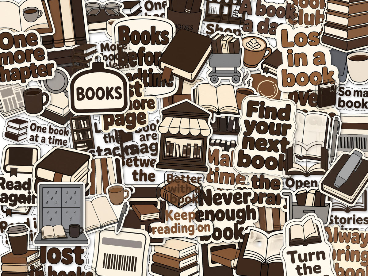 Book Lover Stickers, Reading Decals, Library Bookshop Laptop Stickers, Die Cut Bookworm Gift