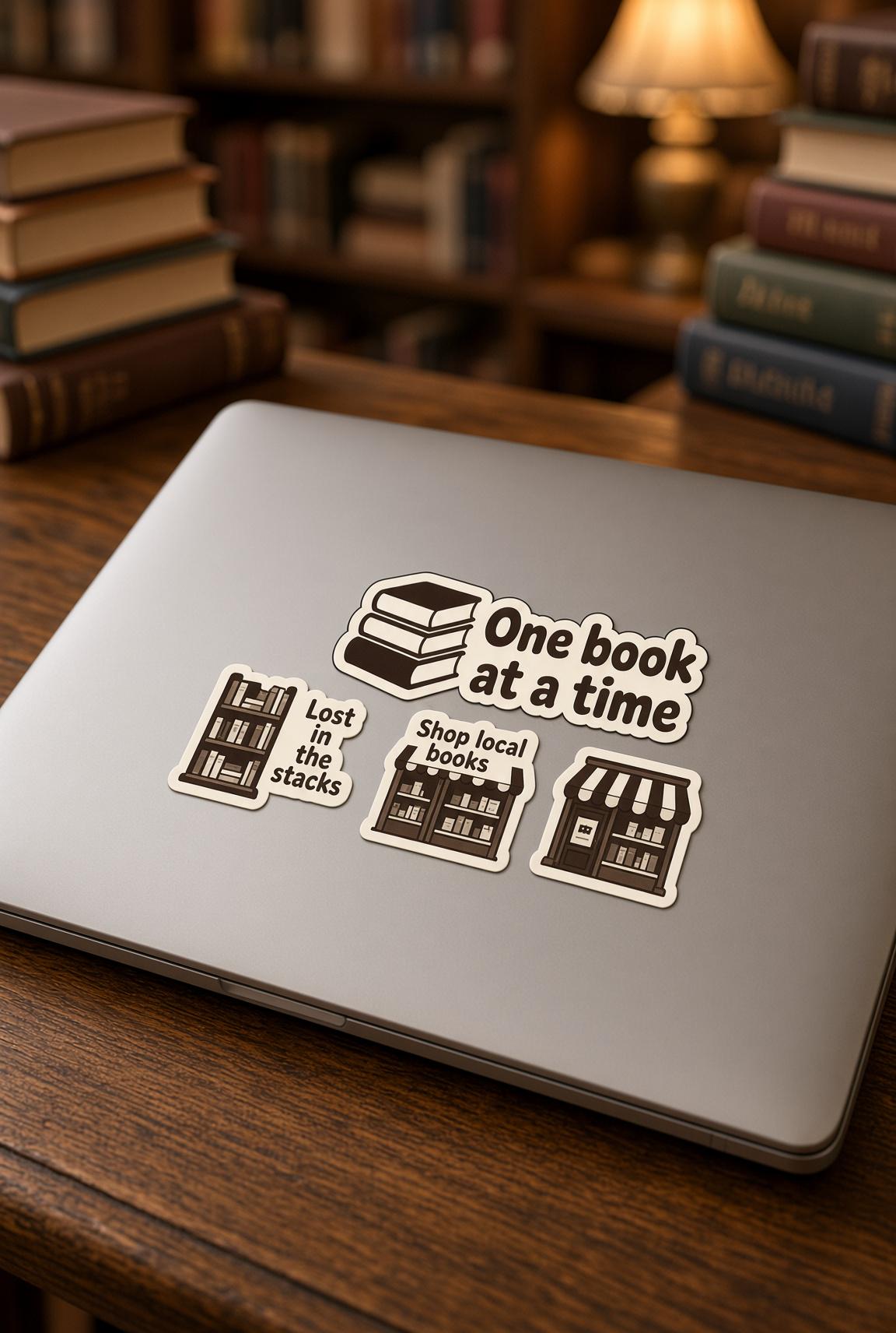 Book Lover Stickers, Reading Decals, Library Bookshop Laptop Stickers, Die Cut Bookworm Gift