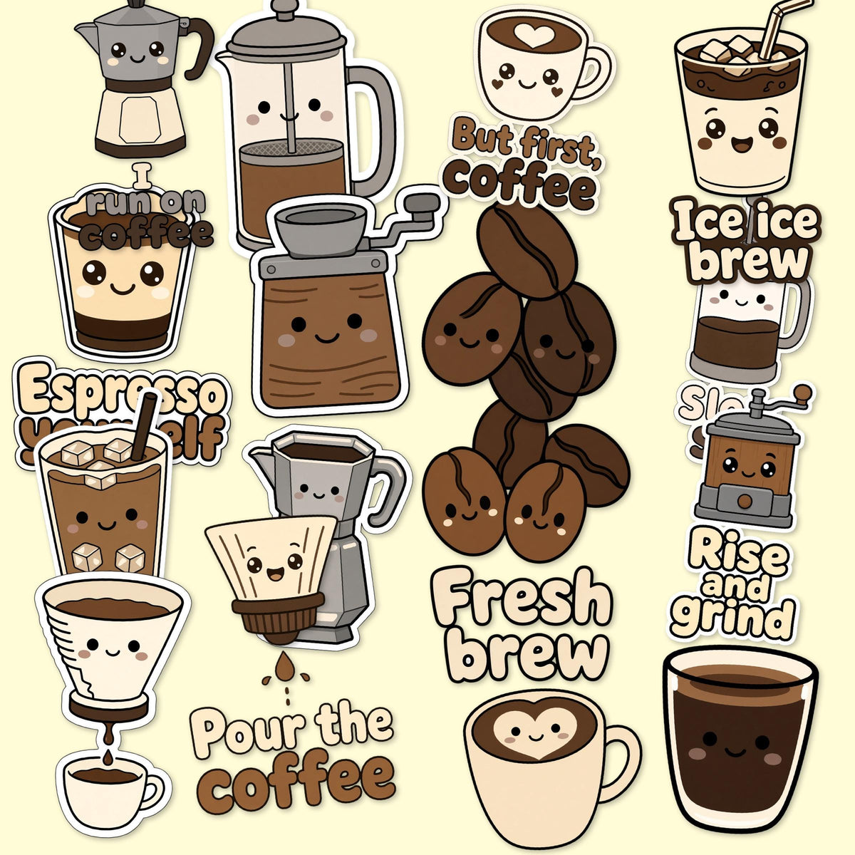 But First Coffee Stickers, Die-Cut Cafe Decals, Laptop Journal Gift
