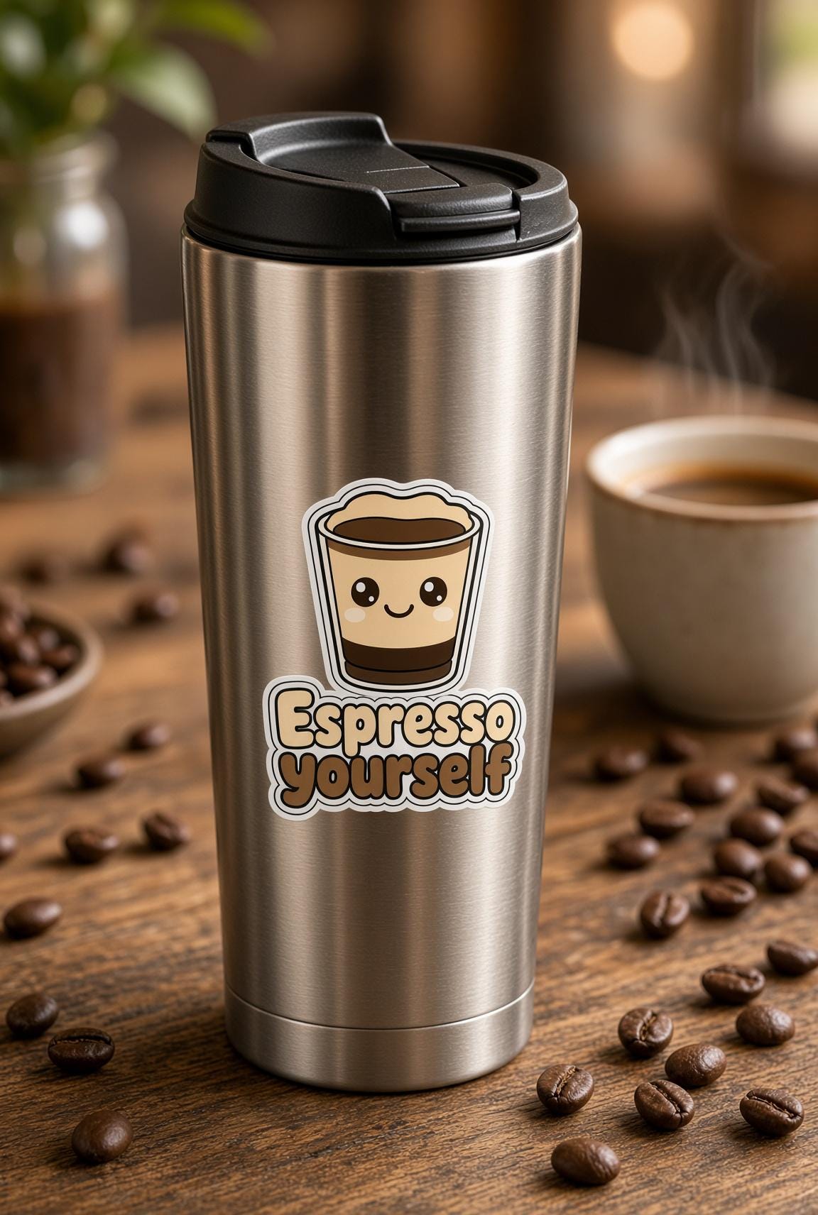 But First Coffee Stickers, Die-Cut Cafe Decals, Laptop Journal Gift