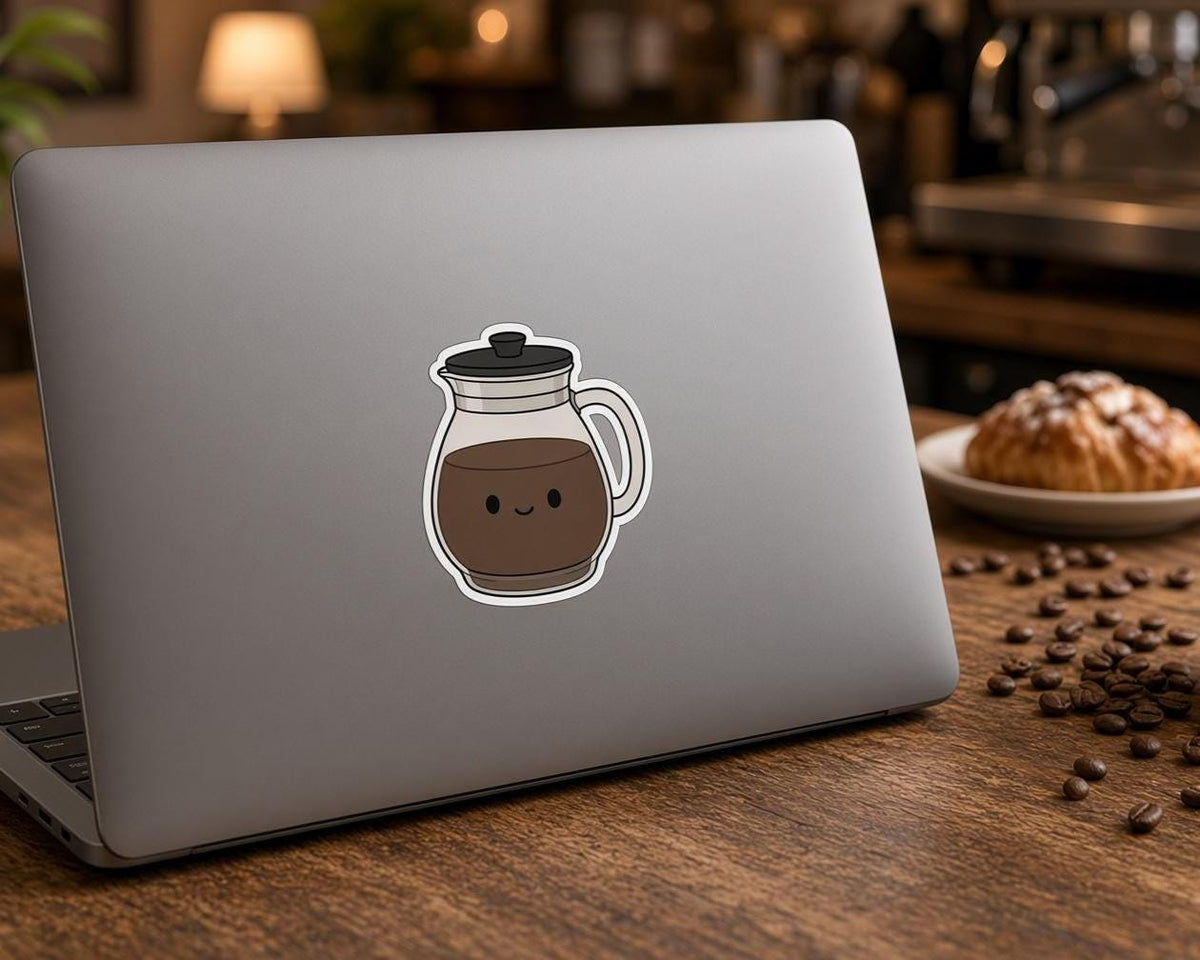 Kawaii Coffee Tea Stickers, Die-Cut Decals for Laptops, Journals (Set of 8)