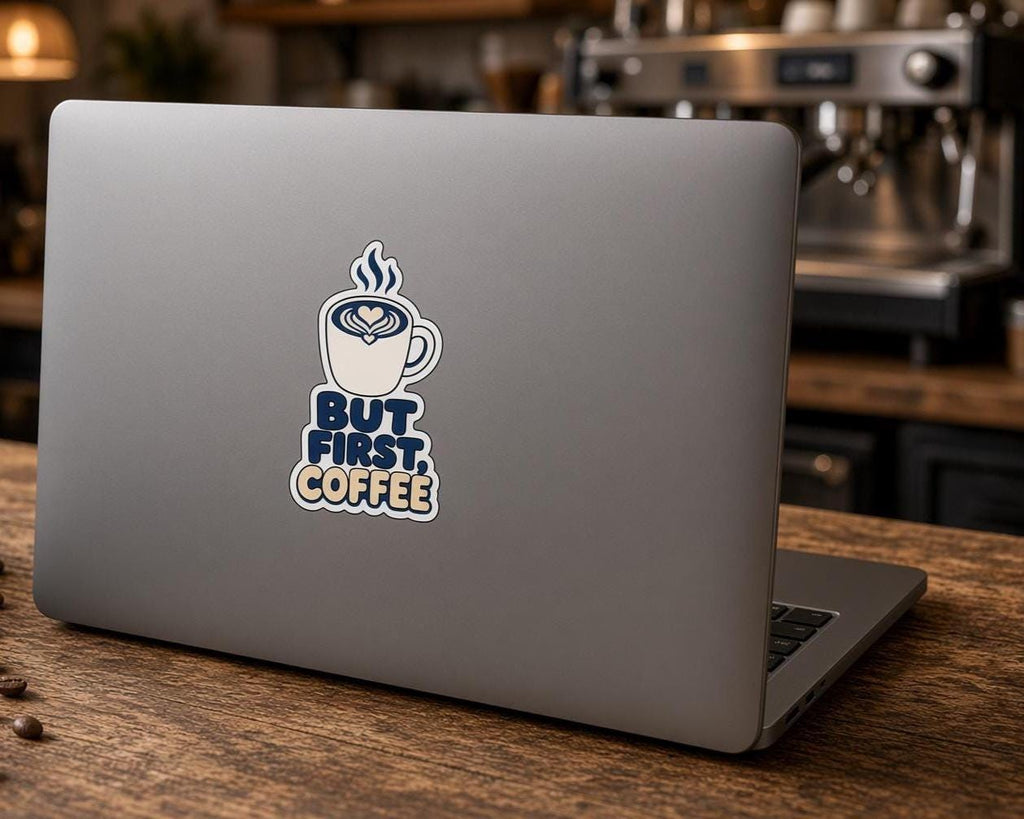 9 Coffee Quote Stickers, But First Coffee Decals, Espresso Yourself Laptop Journal