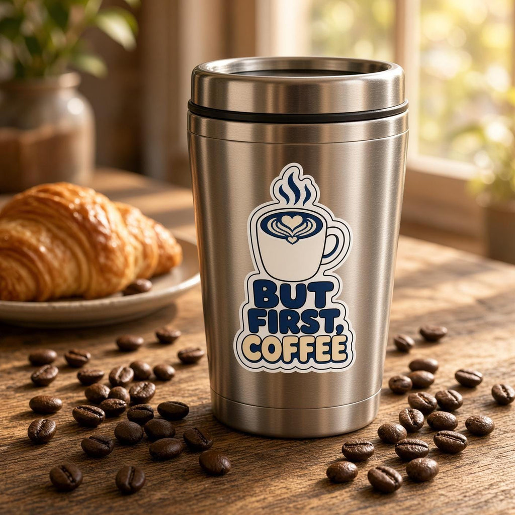 9 Coffee Quote Stickers, But First Coffee Decals, Espresso Yourself Laptop Journal