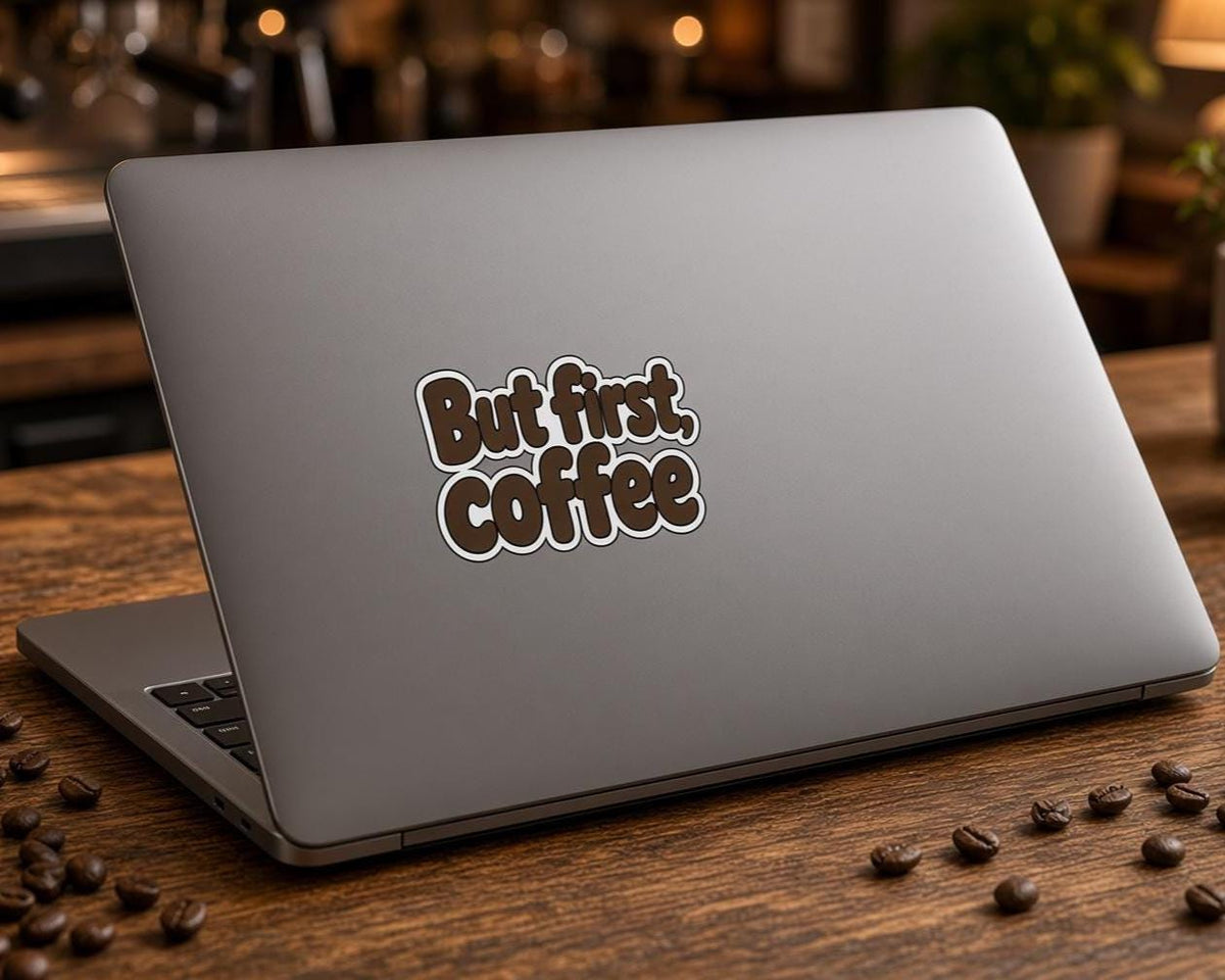 11 Coffee Word Stickers, But First Coffee Decals, Just Brew It Laptop Journal Set