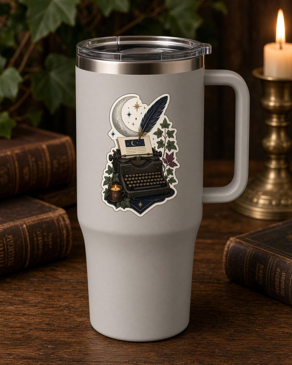 Dark Academia Stickers, Book Raven Moon Decals, Laptop Journal Library Set