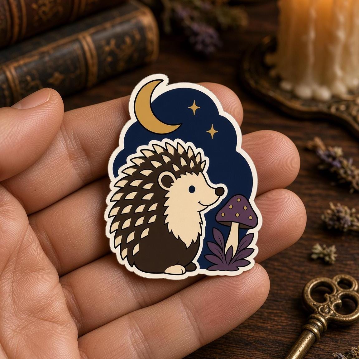 Navy Cottagecore Witch Stickers, Owl, Potion, Moon Decals