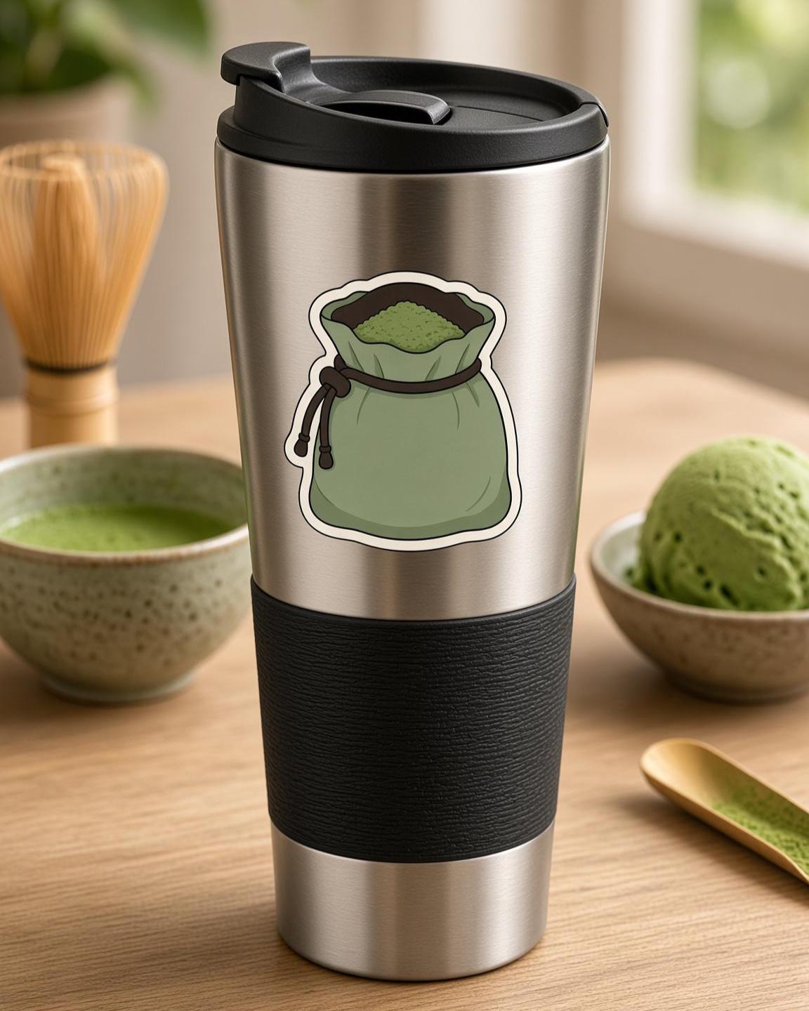 Matcha Stickers, Green Tea Pastry Decals, Whisk Latte Laptop Journal Set