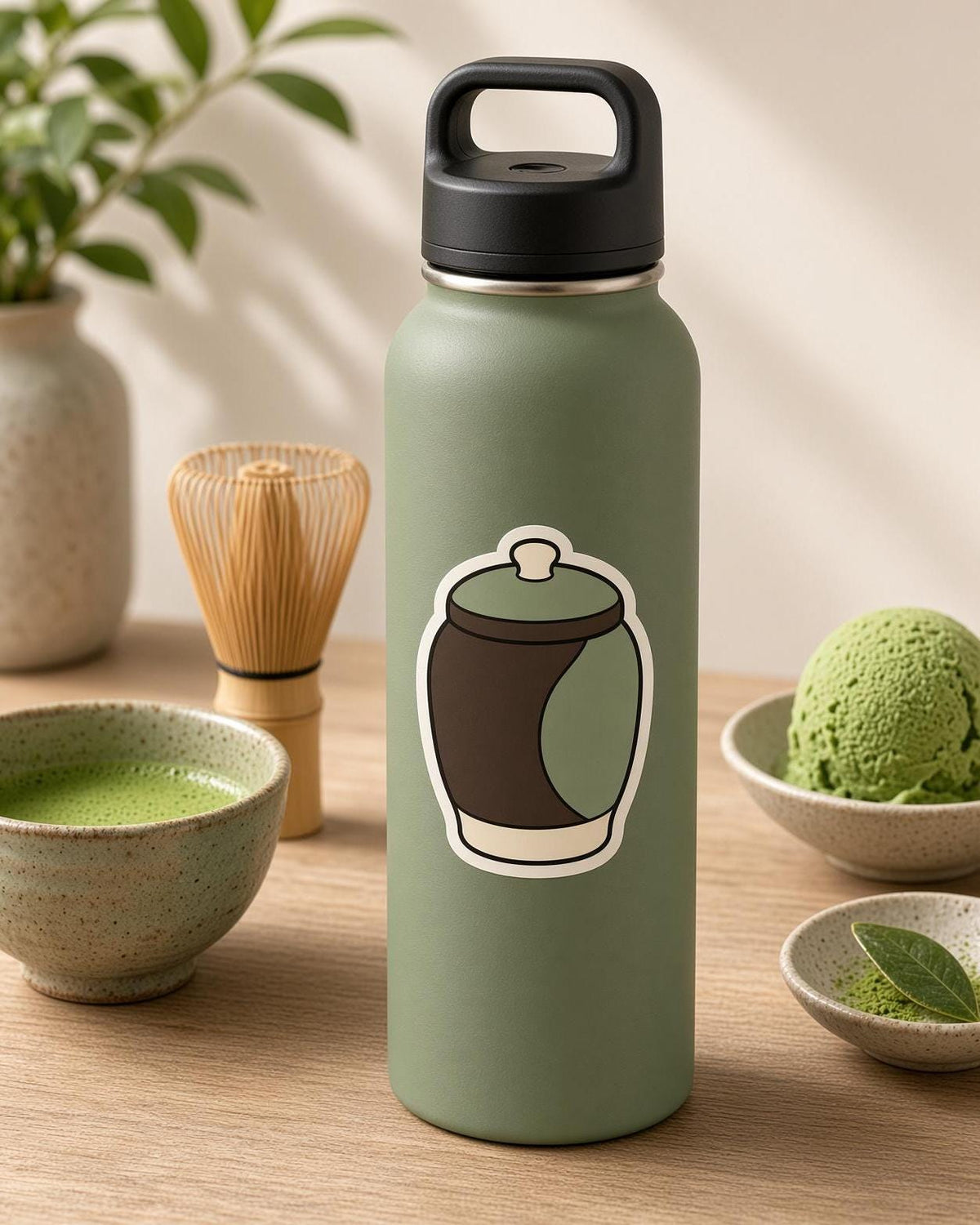 Matcha Stickers, Green Tea Pastry Decals, Whisk Latte Laptop Journal Set