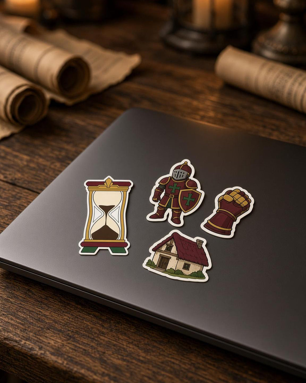 Medieval Stickers, Knight Castle Decals, Sword Shield Laptop Journal Set