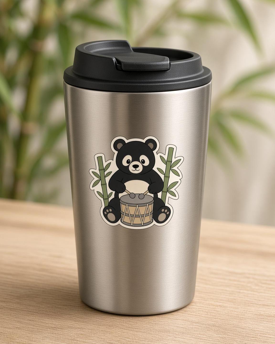 Panda Bamboo Stickers, Reading, Bike, Hammock, Parasol, Drum, Bamboo (Set)