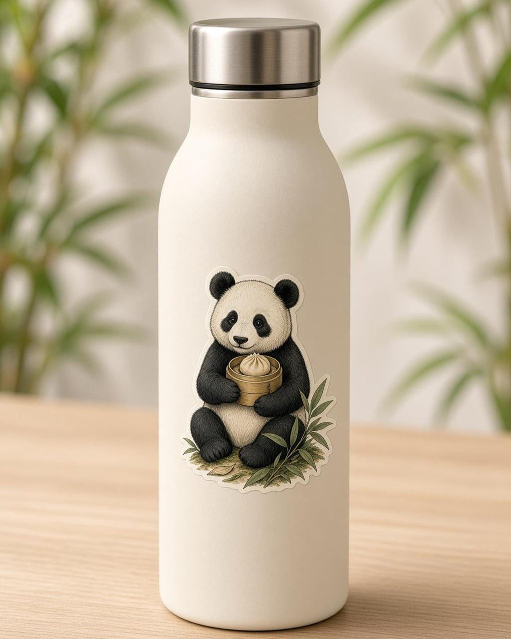 Illustrated Panda Stickers, Bamboo Fan Tea Decals, Vintage Laptop Journal Set