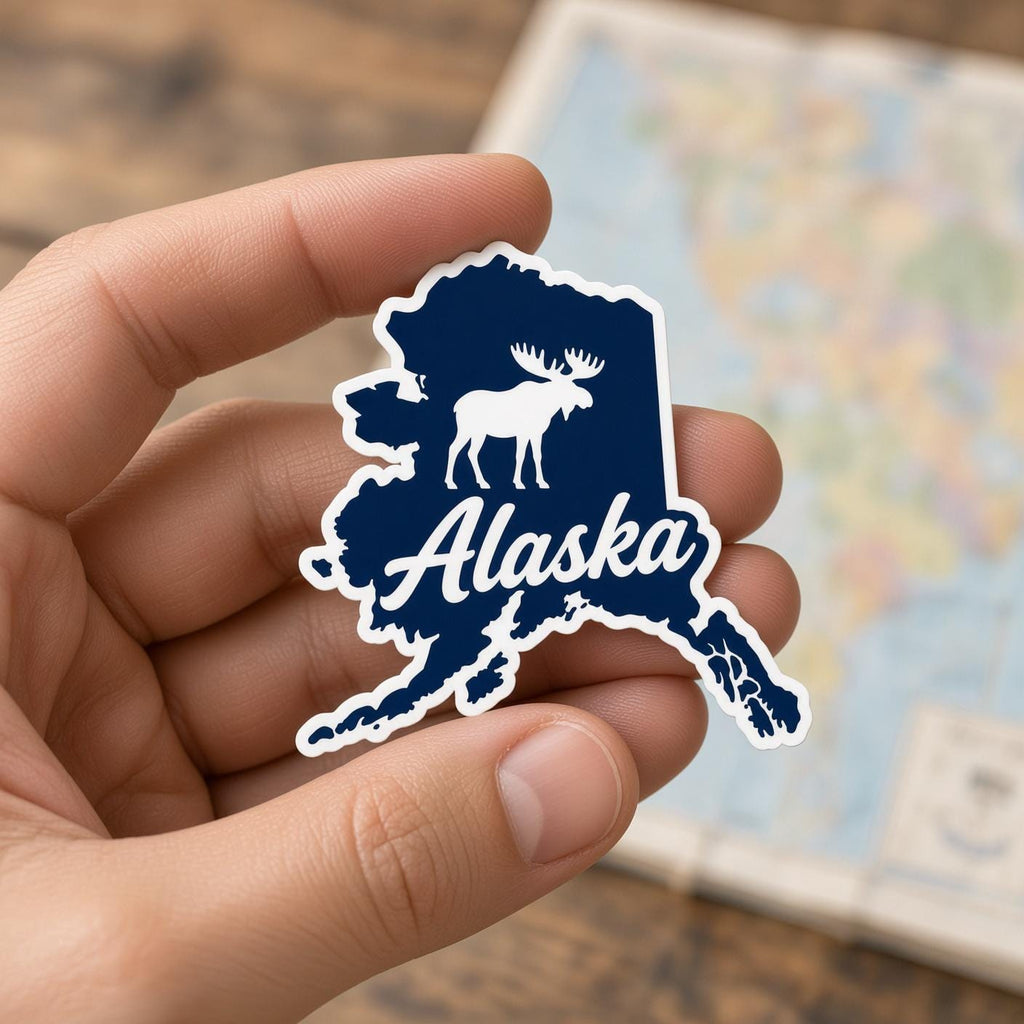 US State Stickers, Alaska California Map Decals, Laptop Journal Water Bottle