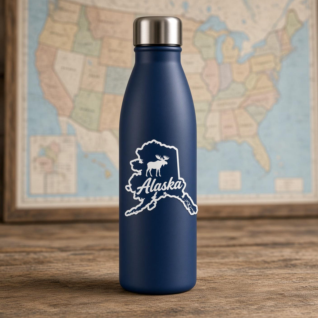 US State Stickers, Alaska California Map Decals, Laptop Journal Water Bottle