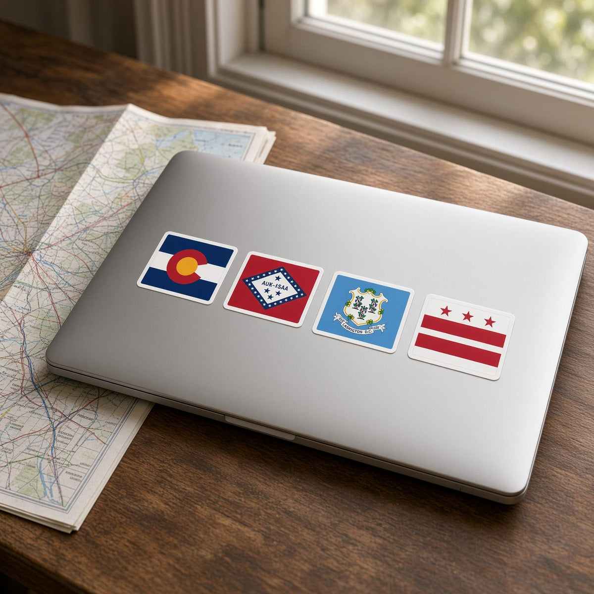 US State Flag Stickers, California Bear Flag Decal, Laptop Journal Bottle