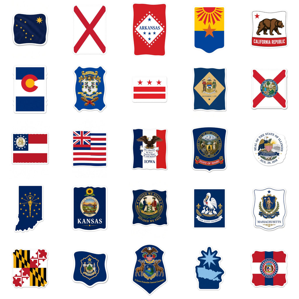 US State Flag Stickers, California Bear Flag Decal, Laptop Journal Bottle