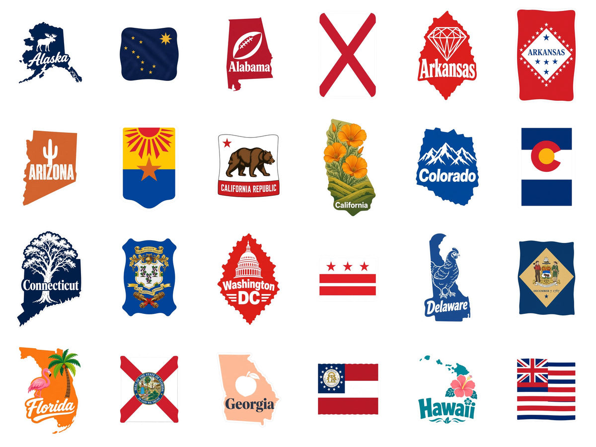 State Map and Flag Sticker Set, Matching US State Pair, Laptop Journal Gift