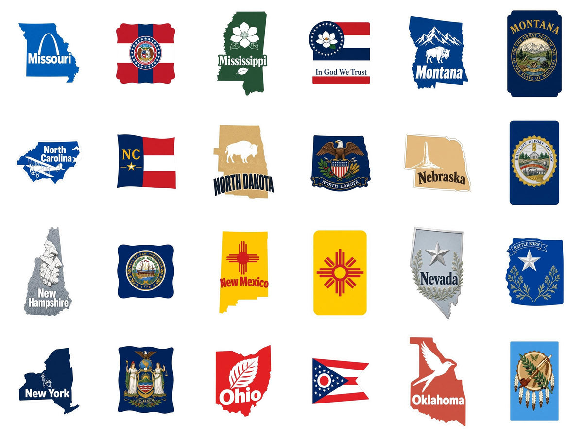 State Map and Flag Sticker Set, Matching US State Pair, Laptop Journal Gift