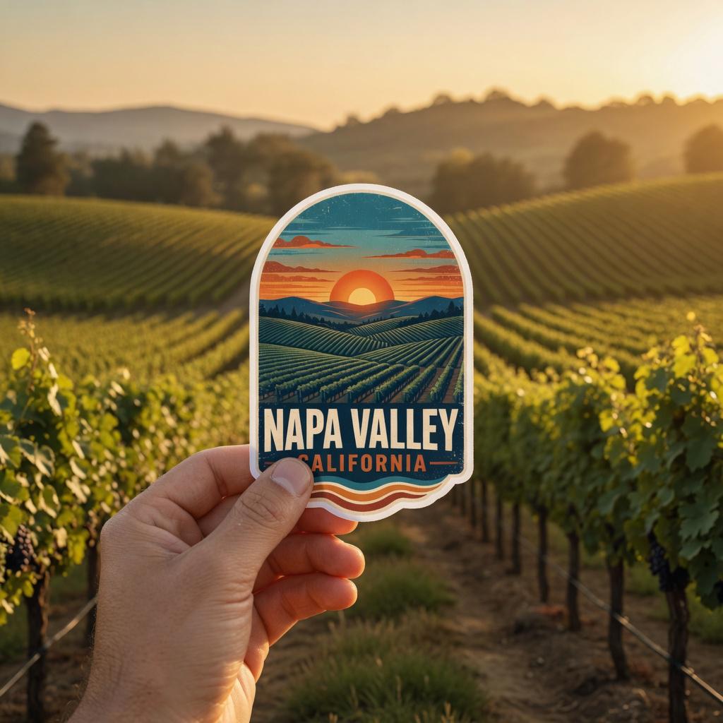 Vintage California Travel Sticker Pack, Die-Cut Vinyl, Sunset Stripes (68 Stickers)