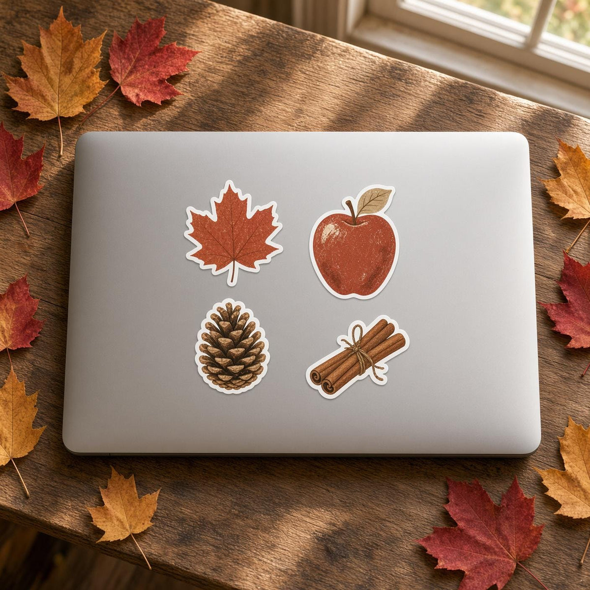Fall Harvest Stickers, Autumn Die-Cut Set, Pumpkin Leaf Cider Cozy Journal Laptop Bottle Stickers