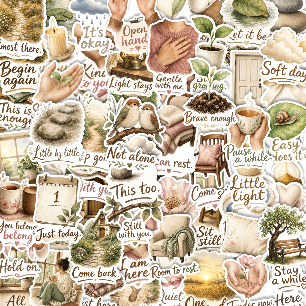 Mental Health Journal Stickers, Gentle Prompts for Daily Pages