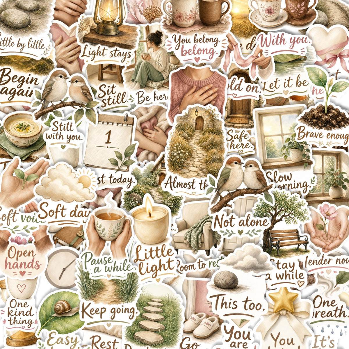 Mental Health Journal Stickers, Gentle Prompts for Daily Pages