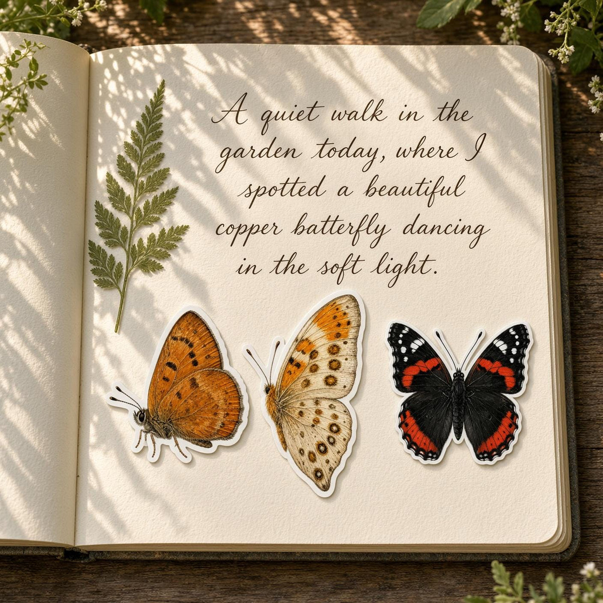 Butterfly Stickers, Die-Cut Nature Set for Journals and Laptops