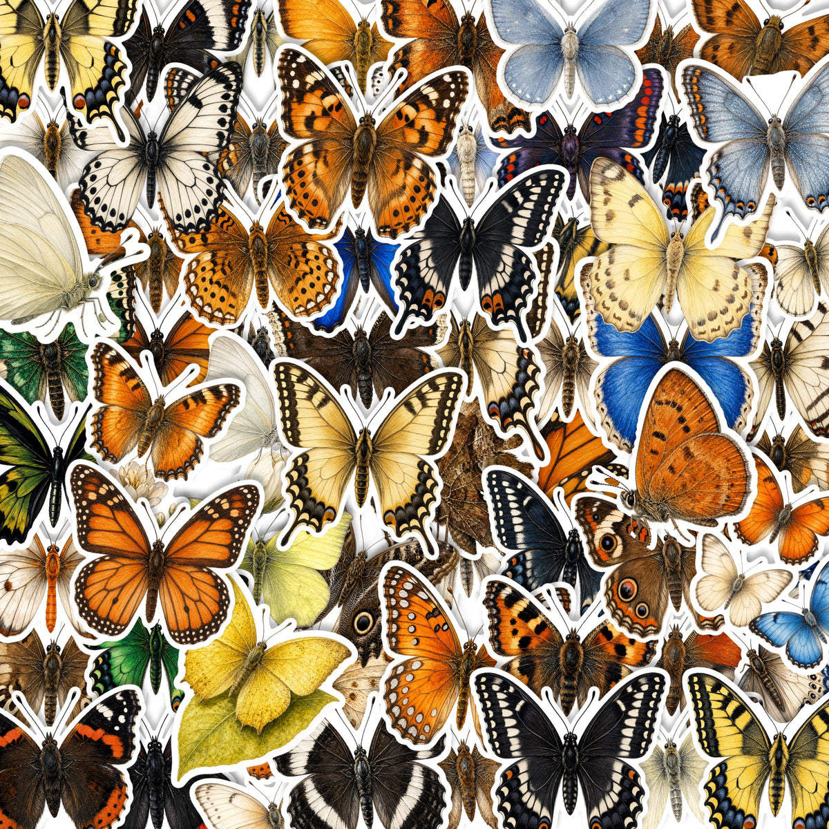 Butterfly Stickers, Die-Cut Nature Set for Journals and Laptops